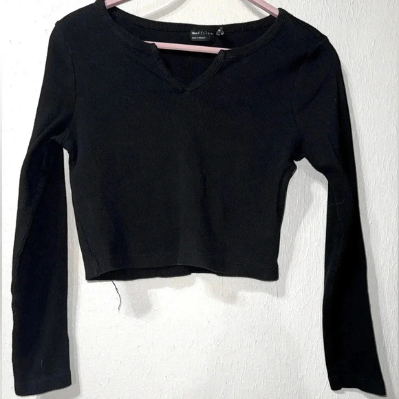 Asos DESIGN Black Ribbed Crop Size 10 - Picture 1 of 4